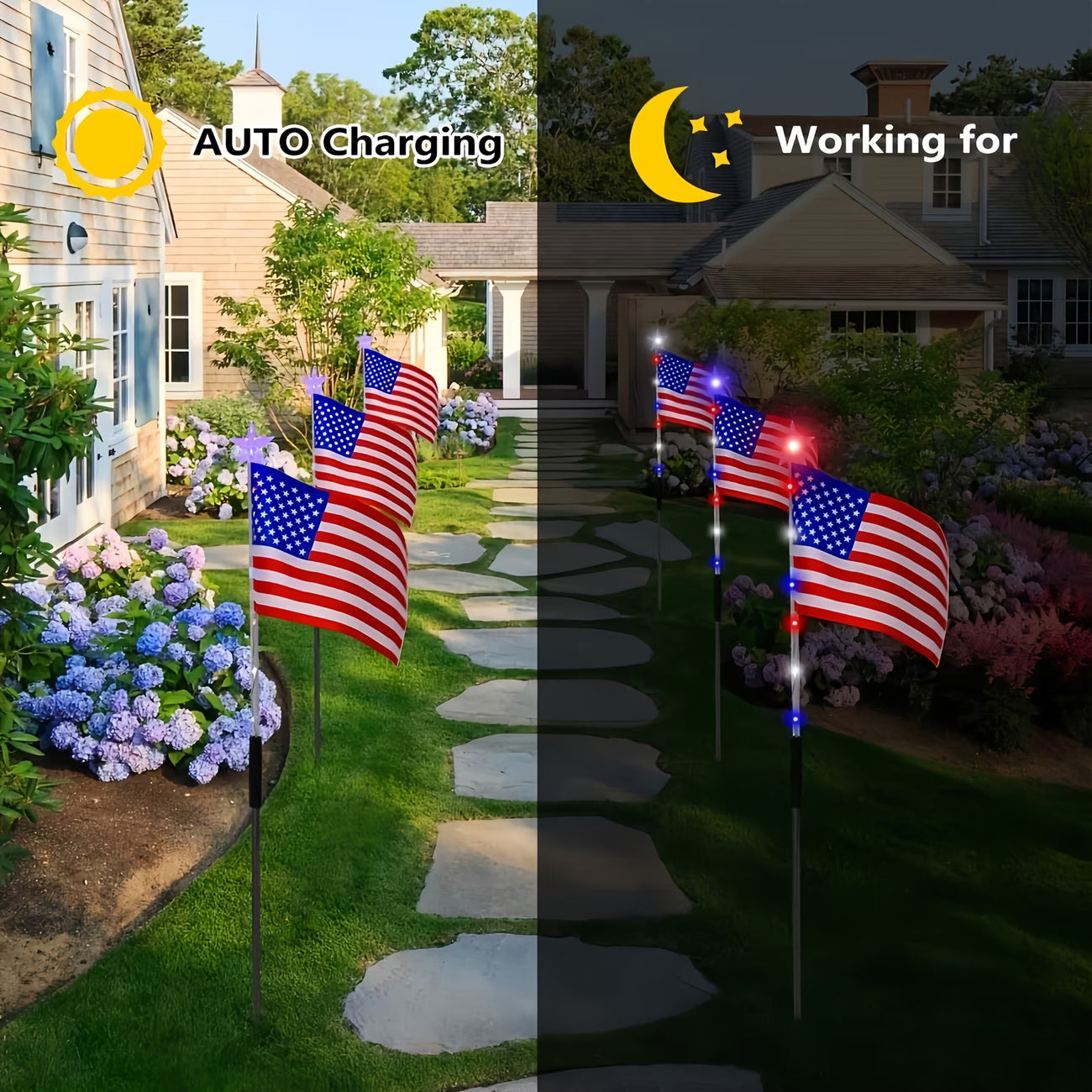 🔥Independence Day Promotion🦅Waterproof Solar 8-Piece Flag Light Set