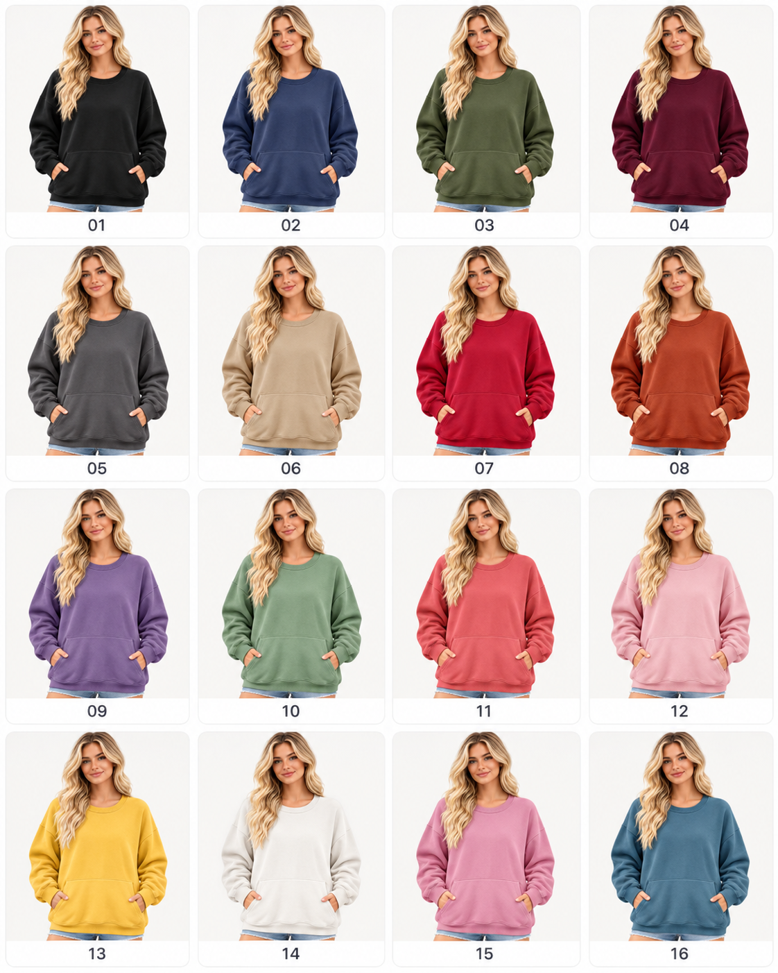 Women's Oversized Long Sleeve Crewneck Sweatshirt with Pocket