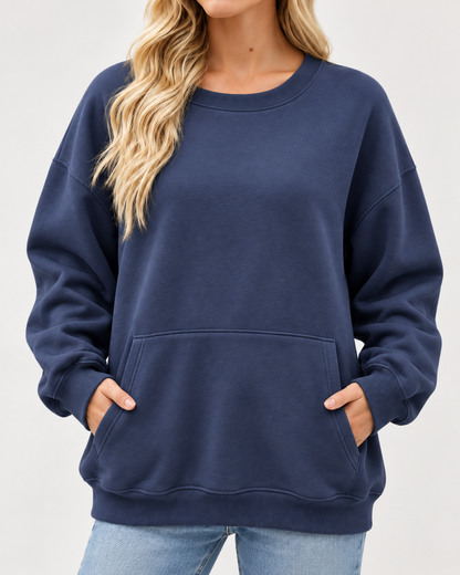 Women's Oversized Long Sleeve Crewneck Sweatshirt with Pocket