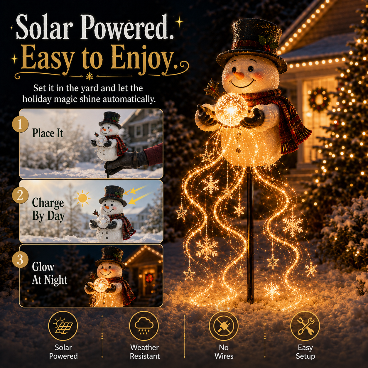🎄49% OFF🎄 Snowman Magic -Flowing Snowflake LED Christmas Garden Light❄️