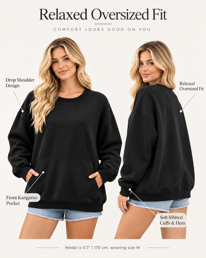 Women's Oversized Long Sleeve Crewneck Sweatshirt with Pocket