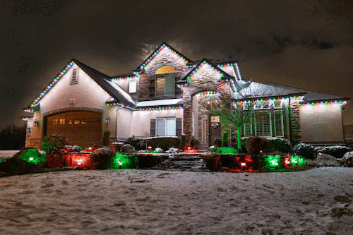House illuminated with permanent outdoor lights