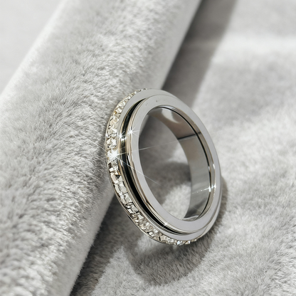 💍50% OFF NOW! Titanium Steel Rotatable Spinner Ring with Zirconia – Sparkling Fidget Anxiety Relief Band, Stackable Daily Wear Wedding Promise Ring for Men Women