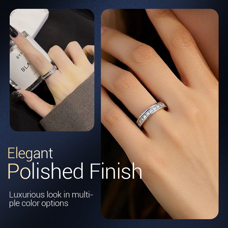 💍50% OFF NOW! Titanium Steel Rotatable Spinner Ring with Zirconia – Sparkling Fidget Anxiety Relief Band, Stackable Daily Wear Wedding Promise Ring for Men Women
