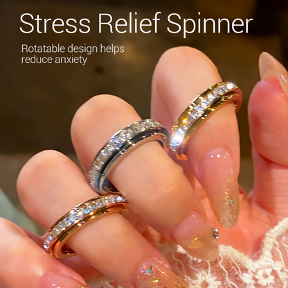 💍50% OFF NOW! Titanium Steel Rotatable Spinner Ring with Zirconia – Sparkling Fidget Anxiety Relief Band, Stackable Daily Wear Wedding Promise Ring for Men Women
