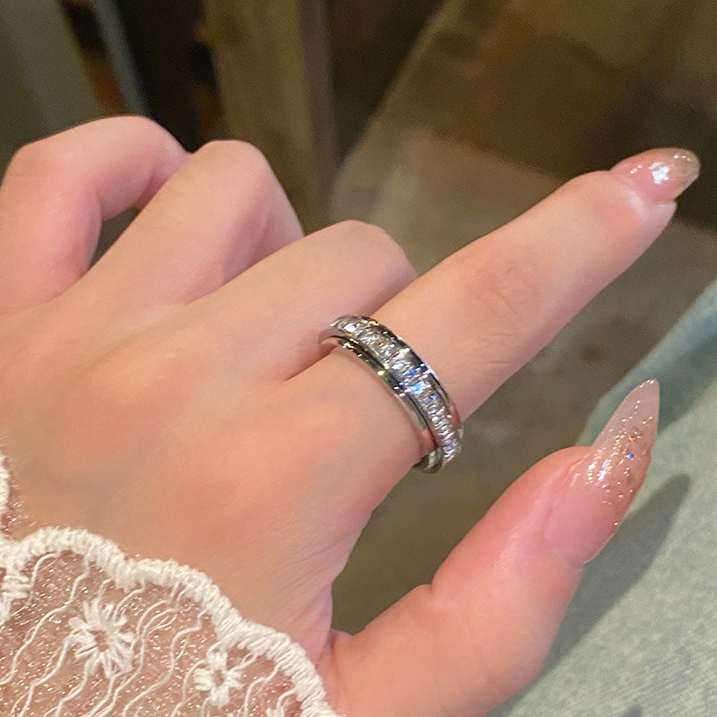 💍50% OFF NOW! Titanium Steel Rotatable Spinner Ring with Zirconia – Sparkling Fidget Anxiety Relief Band, Stackable Daily Wear Wedding Promise Ring for Men Women