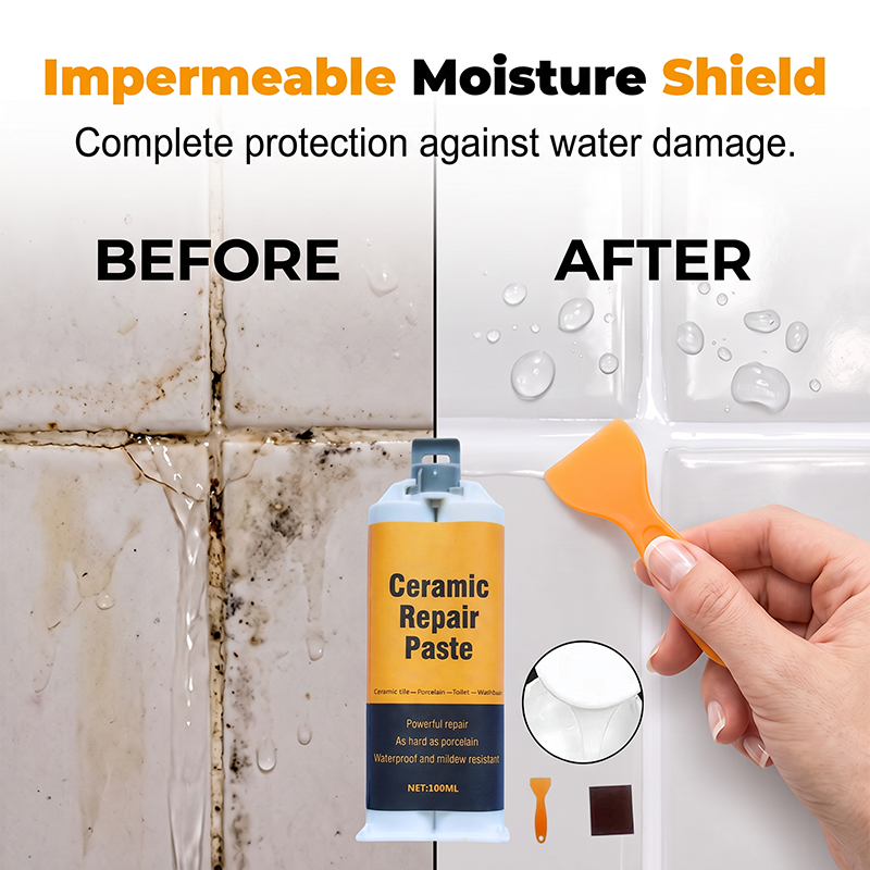 Moisture resistant tile repair before and after