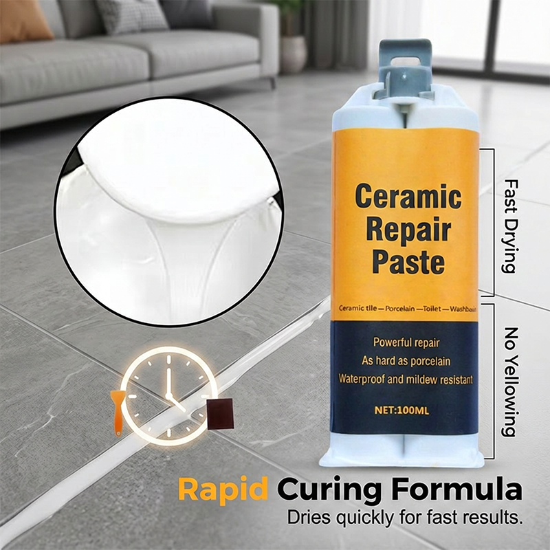 Rapid curing ceramic repair paste