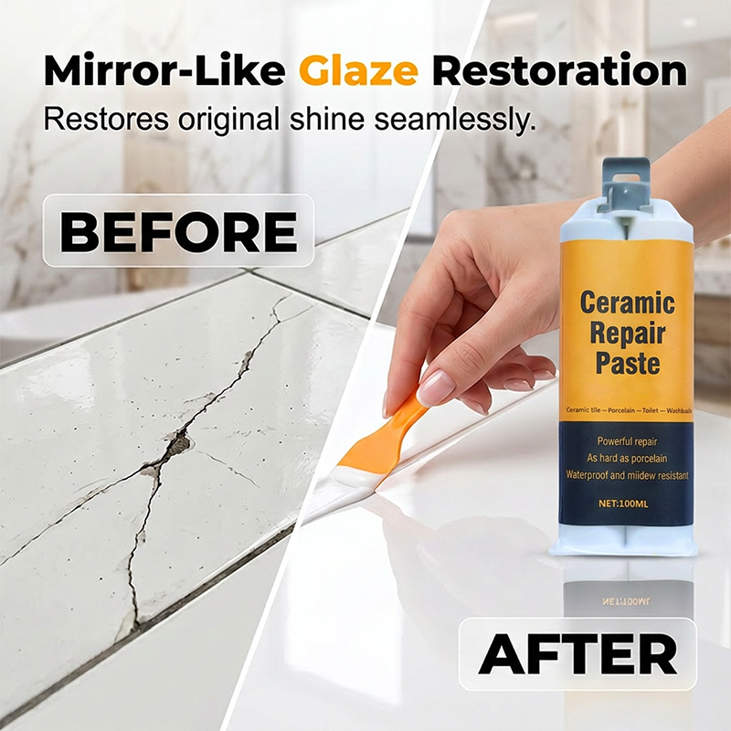 Ceramic crack repair before and after