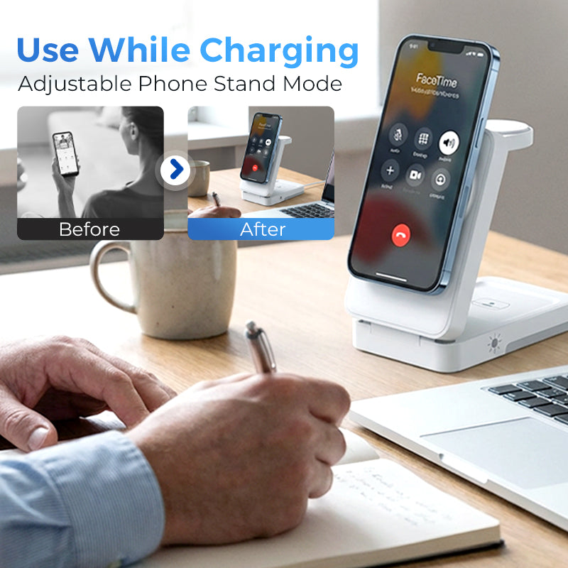 ⚡ 3-in-1 Foldable Wireless Charging Station for iPhone, Apple Watch & AirPods
