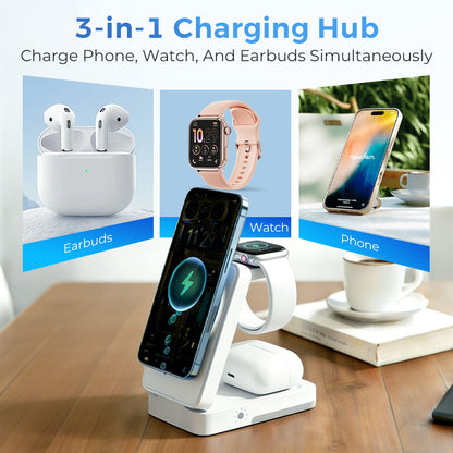 ⚡ 3-in-1 Foldable Wireless Charging Station for iPhone, Apple Watch & AirPods