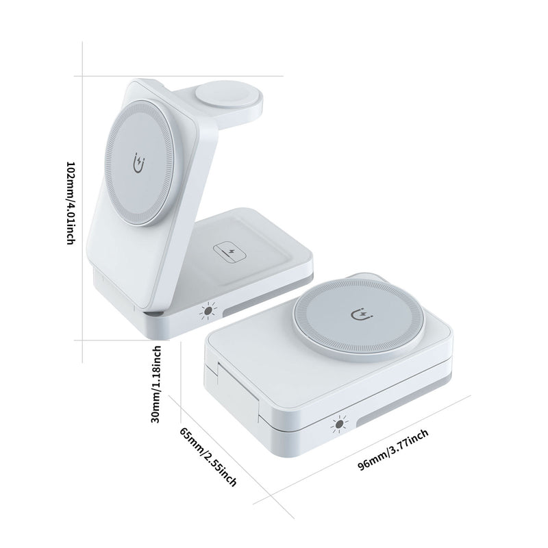 ⚡ 3-in-1 Foldable Wireless Charging Station for iPhone, Apple Watch & AirPods