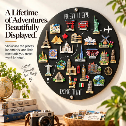 🌍✈️ Been There, Done That Travel Magnet Display Board – Round Souvenir Magnet Wall Organizer, Personalized Travel Memory Decor & Unique Gifts for Travelers 🎁